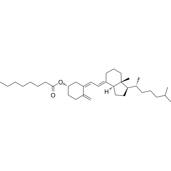 Vitamin D3 octanoate Chemical Structure Vitamin D3 octanoate (Synonyms: 维生素D3辛酸酯)