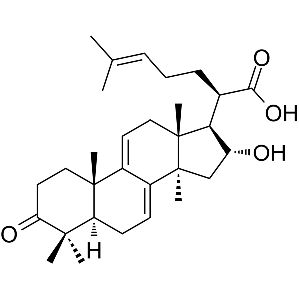 16R-Hydroxy-3-oxolanosta7,9(11),24-trien-21-oic acid Chemical Structure 16R-Hydroxy-3-oxolanosta7,9(11),24-trien-21-oic acid