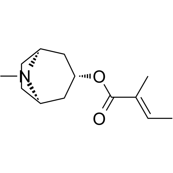 Tigloidin Chemical Structure Tigloidin (Synonyms: Tigloyl pseudotropine; Tiglylpseudotropine; Tiglyssin)