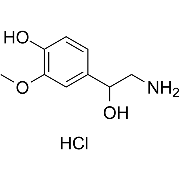 Normetanephrine hydrochloride Chemical Structure Normetanephrine hydrochloride (Synonyms: (±)-Normetanephrine hydrochloride; DL-Normetanephrine hydrochloride; (Rac)-Normetanephrine hydrochloride)