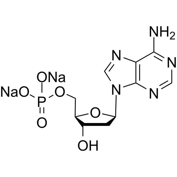 2′-Deoxyadenosine 5′-monophosphate disodium Chemical Structure 2′-Deoxyadenosine 5′-monophosphate disodium (Synonyms: 2′-脱氧腺苷-5′-单磷酸二钠)